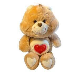 VTG Care Bears Tenderheart Bear plush. Kenner 1983. brown with red heart belly